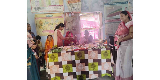 आंगनबाड़ी केंद्र में पोषण मेला, संतुलित आहार पर दिया गया विशेष बल