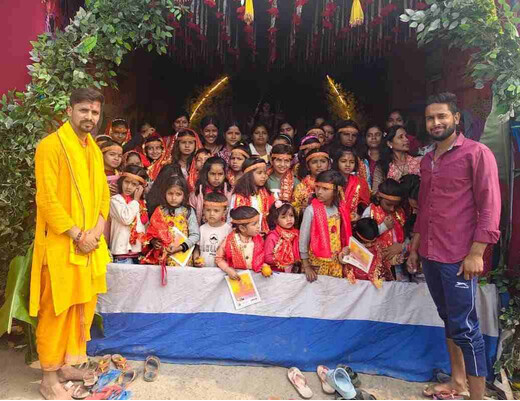 माघ शुक्ल सप्तमी पर नवयुवक छात्र ने संघ ने श्रद्धा पूर्वक किया कन्या पूजन