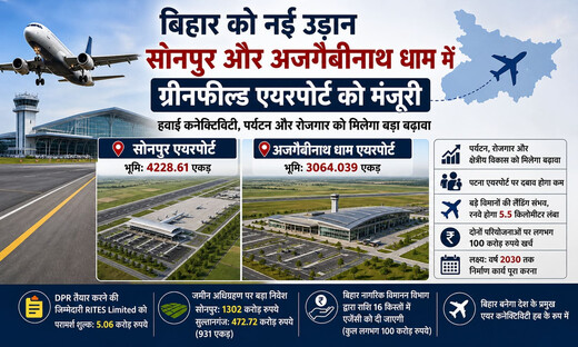 बिहार में बनेगा एयर कनेक्टिविटी हब, ग्रीनफील्ड एयरपोर्ट को मिली मंजूरी
