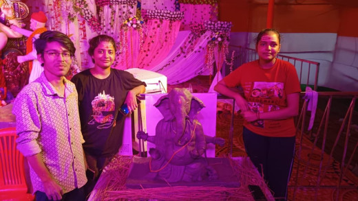 मुजफ्फरपुर के बच्चों ने चंद घंटों में बना डाली गणपति की अद्भुत प्रतिमा