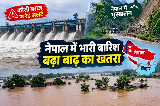 नेपाल में भारी बारिश और बाढ़ का खतरा बढ़ा, बिहार की नदियों पर भी बढ़ा दबाव