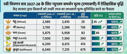 गेहूं समेत 6 रबी फसलों के एमएसपी में बढ़ोतरी, सरसों-मसूर पर बड़ा फैसला