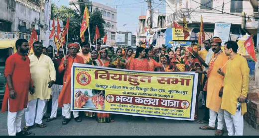 वियाहूत सभा द्वारा श्री बलभद्र जन्मोत्सव पर निकाली गई भव्य कलश यात्रा 