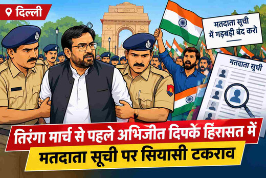 दिल्ली में तिरंगा मार्च पर पुलिस की कार्रवाई, अभिजीत दिपके की हिरासत से बढ़ा विवाद