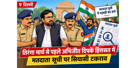 दिल्ली में तिरंगा मार्च पर पुलिस की कार्रवाई, अभिजीत दिपके की हिरासत से बढ़ा विवाद