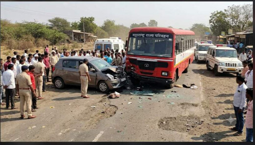 देवी दर्शन के लिए जा रहे श्रद्धालुओं की कार बस से टकराई, पांच की मौत