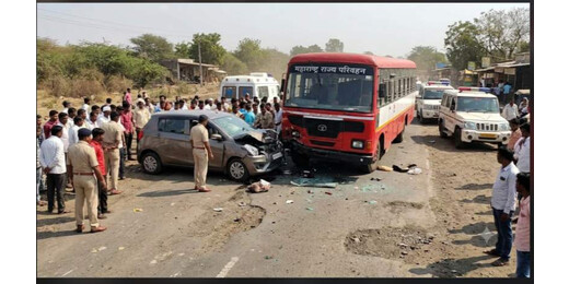 देवी दर्शन के लिए जा रहे श्रद्धालुओं की कार बस से टकराई, पांच की मौत