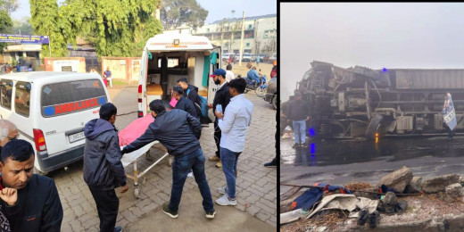 यूपी मोड़ के पास पलटी यात्री बस, 6 गंभीर घायल