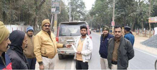 छतौनी पुलिस ने चेकिंग अभियान में काटा चालान