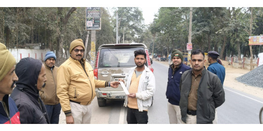 छतौनी पुलिस ने चेकिंग अभियान में काटा चालान
