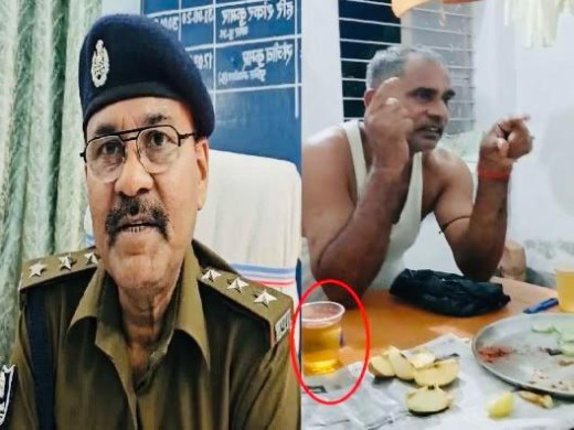 थाने में शराब पीते हुए दारोगा का वीडियो वायरल, कहा गर्मी में शरबत पी रहे थे