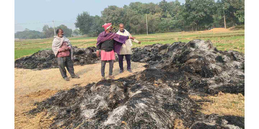 गरीब किसान के खलिहान में आगजनी, सैकड़ों मन धान जलकर राख