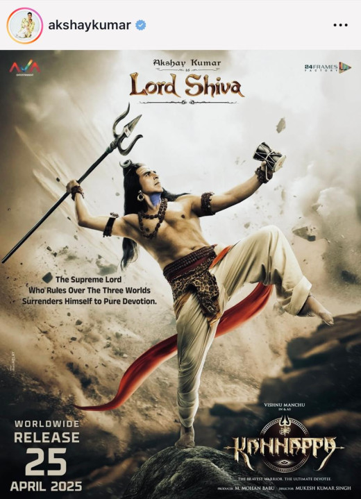 अक्षय कुमार ने शेयर किया कन्नप्पा फिल्म का फर्स्ट लुक, भगवान शिव के रूप में दिखी छवि